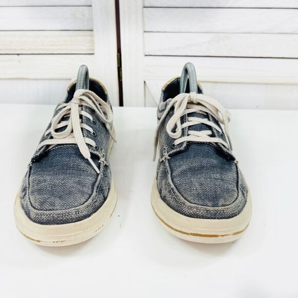 Skechers Define Soren Canvas Slip On Boat Shoe Loafers Blue 8.5 - Picture 2 of 11